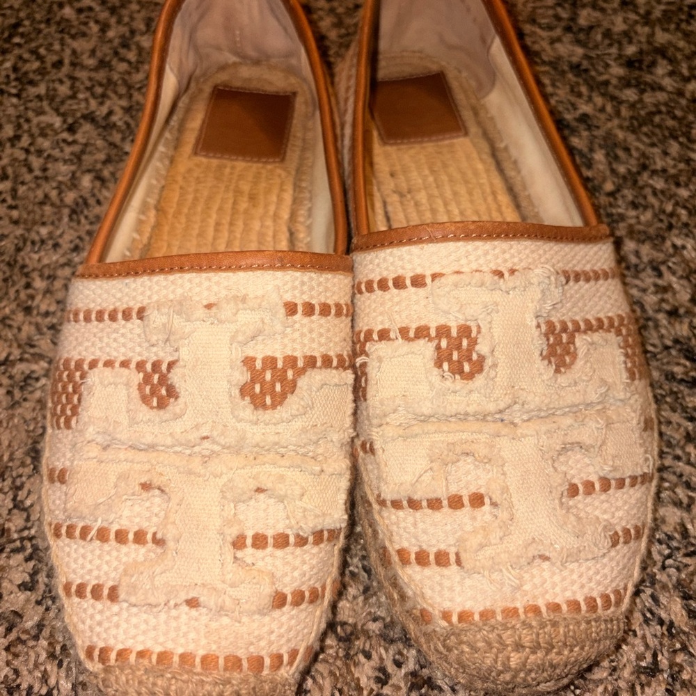 Women's Tan and Cream Tory Burch Espadrilles